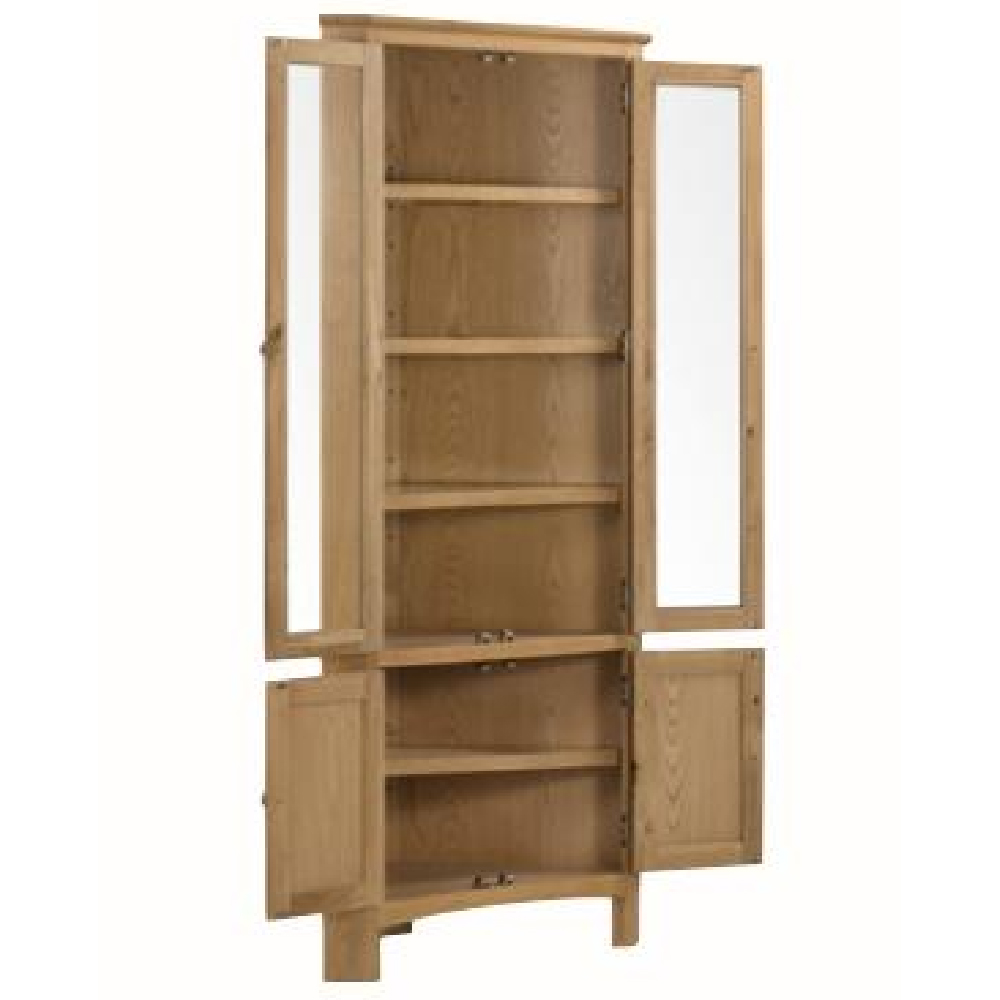 Kamiah Wooden Corner Display Cabinet With 4 Doors In Oak