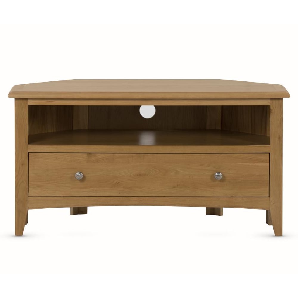 Kamiah Wooden Corner TV Stand With 1 Drawer In Oak