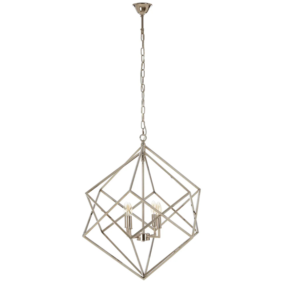 Kamloops Geometric Chandelier Ceiling Light In Silver Nickel