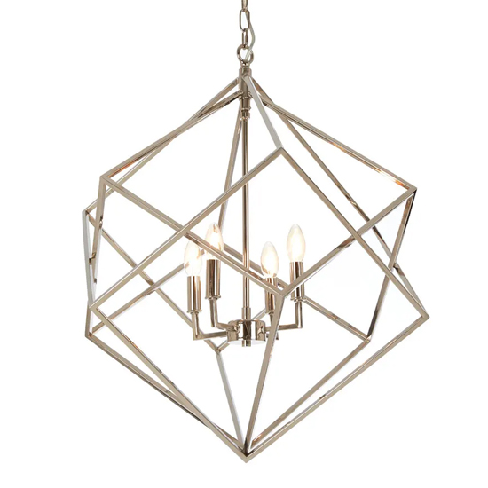 Kamloops Geometric Chandelier Ceiling Light In Silver Nickel