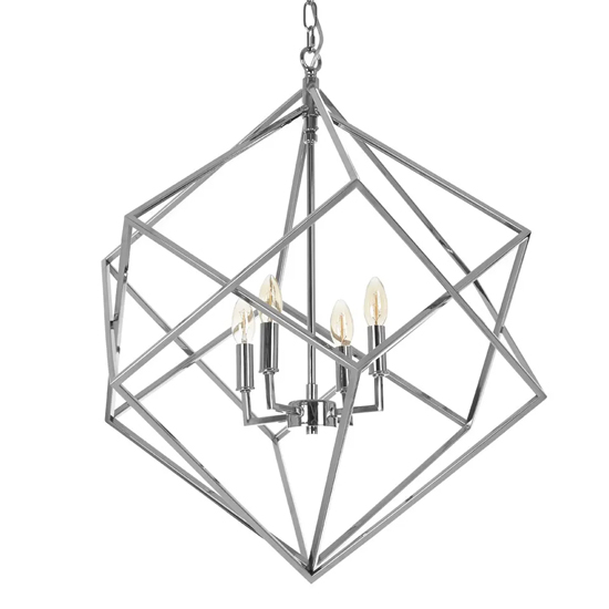 Kamloops Geometric Chandelier Ceiling Light In Silver Nickel