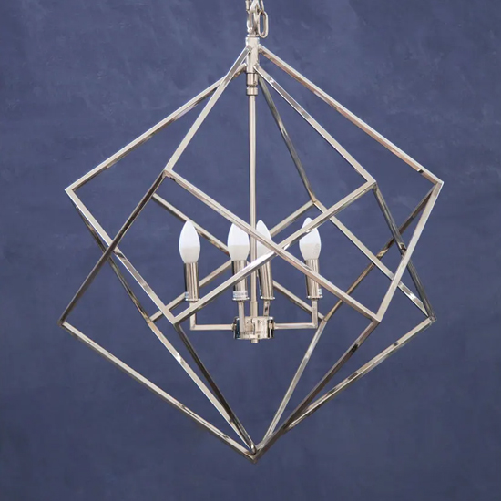 Kamloops Geometric Chandelier Ceiling Light In Silver Nickel