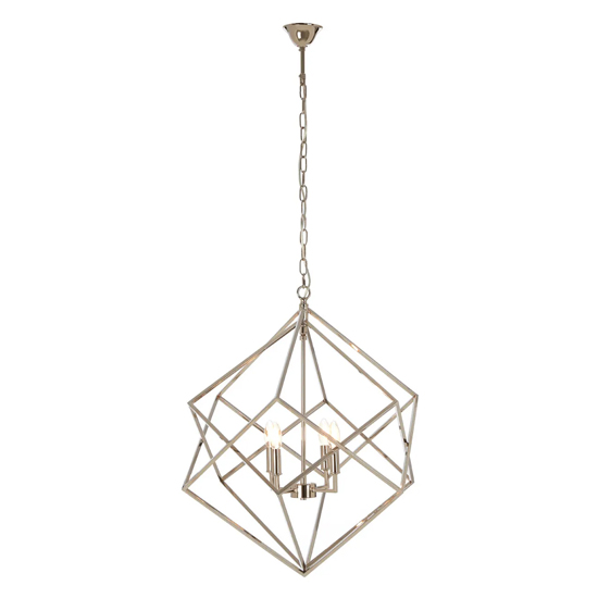 Product photograph of Kamloops Geometric Chandelier Ceiling Light In Silver Nickel from Furniture in Fashion