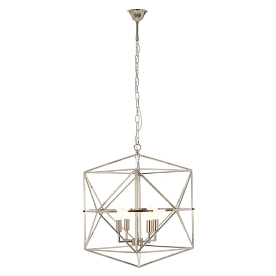 Product photograph of Kamloops Hexagonal Chandelier Ceiling Light In Silver Nickel from Furniture in Fashion