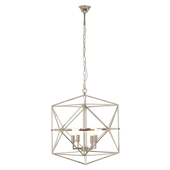 Photo of Kamloops hexagonal chandelier ceiling light in silver nickel