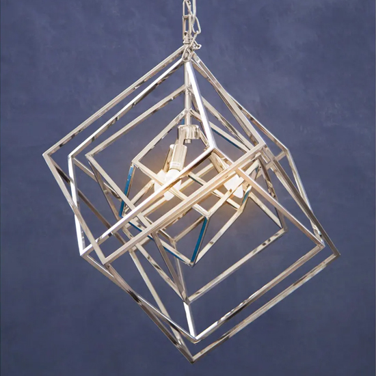 Kamloops Multi Box Chandelier Ceiling Light In Silver Nickel
