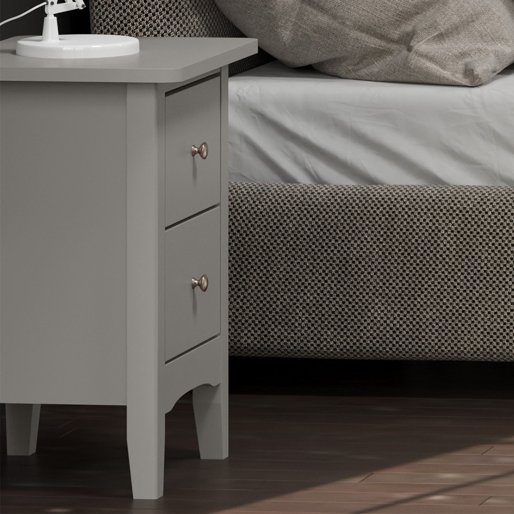 Kamuy Tall Wooden Bedside Cabinet With 2 Drawers In Grey