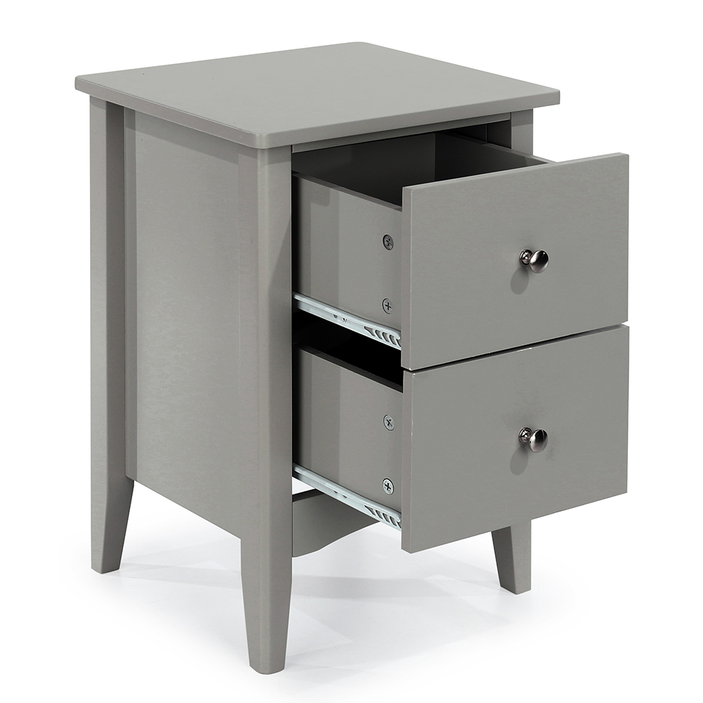Kamuy Tall Wooden Bedside Cabinet With 2 Drawers In Grey