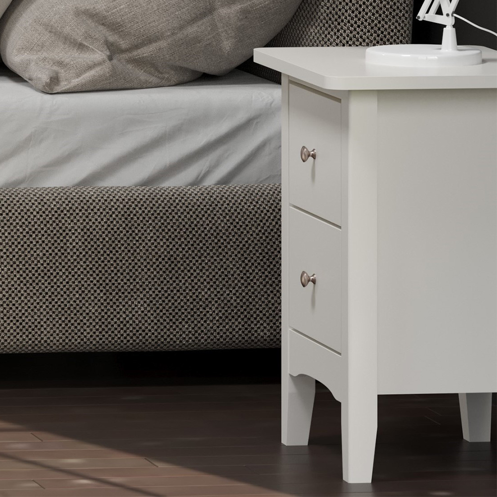 Kamuy Tall Wooden Bedside Cabinet With 2 Drawers In White
