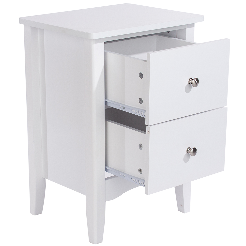 Kamuy Tall Wooden Bedside Cabinet With 2 Drawers In White