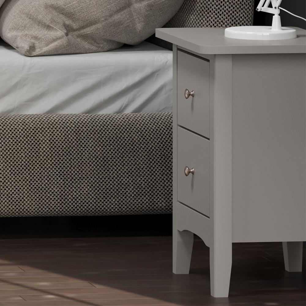 Kamuy Wide Wooden Bedside Cabinet With 2 Drawers In Grey
