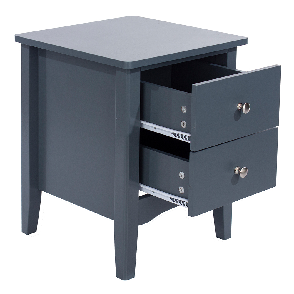 Kamuy Wide Wooden Bedside Cabinet With 2 Drawers In Midnight Blue