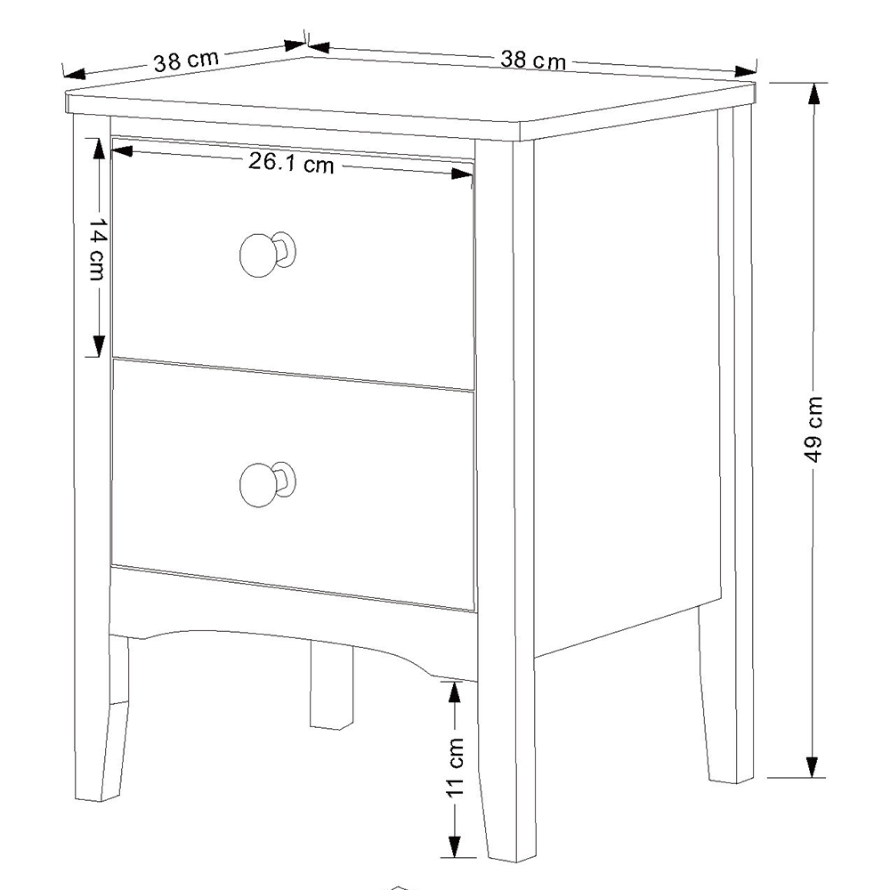 Kamuy Wide Wooden Bedside Cabinet With 2 Drawers In Midnight Blue
