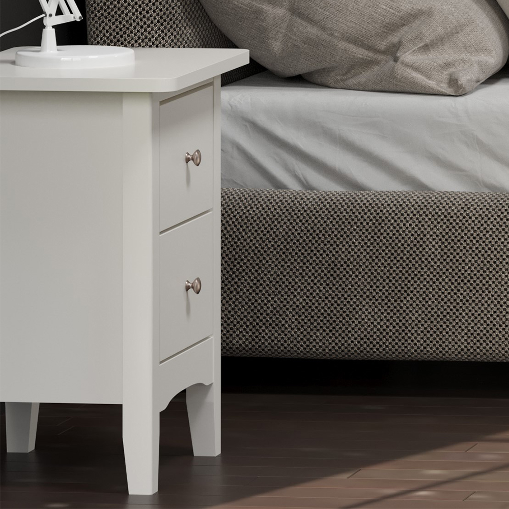 Kamuy Wide Wooden Bedside Cabinet With 2 Drawers In White