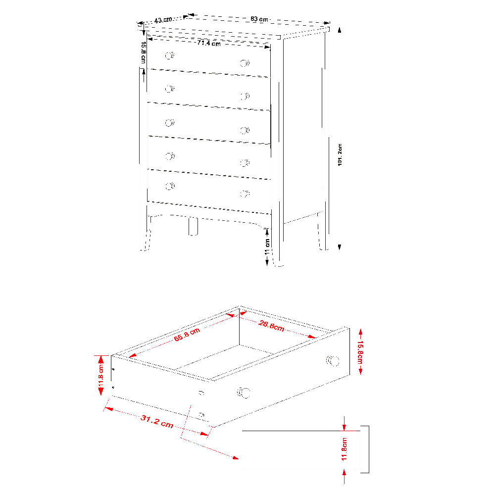Kamuy Wooden Chest Of 5 Drawers In Midnight Blue