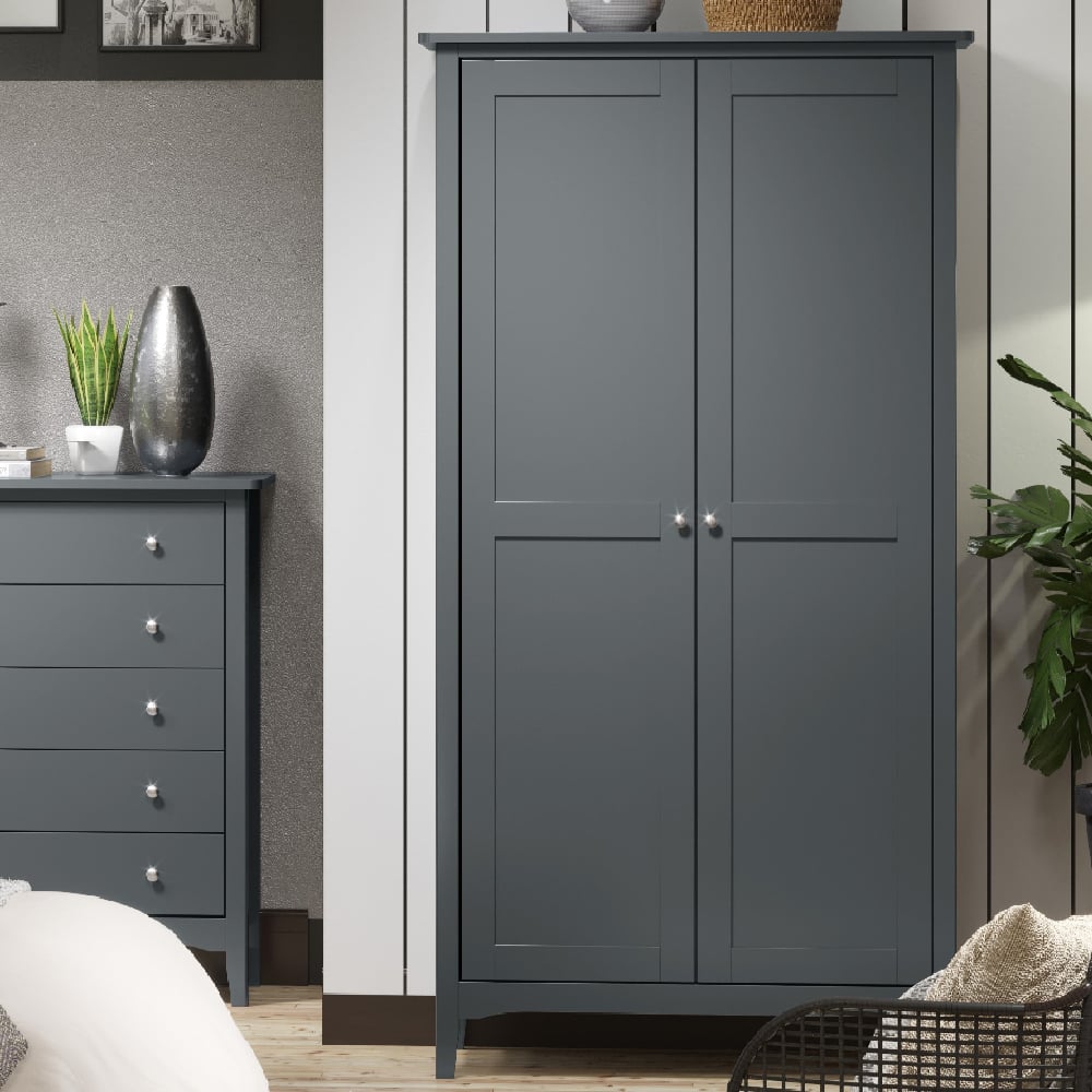 Read more about Kamuy wooden wardrobe with 2 doors in midnight blue