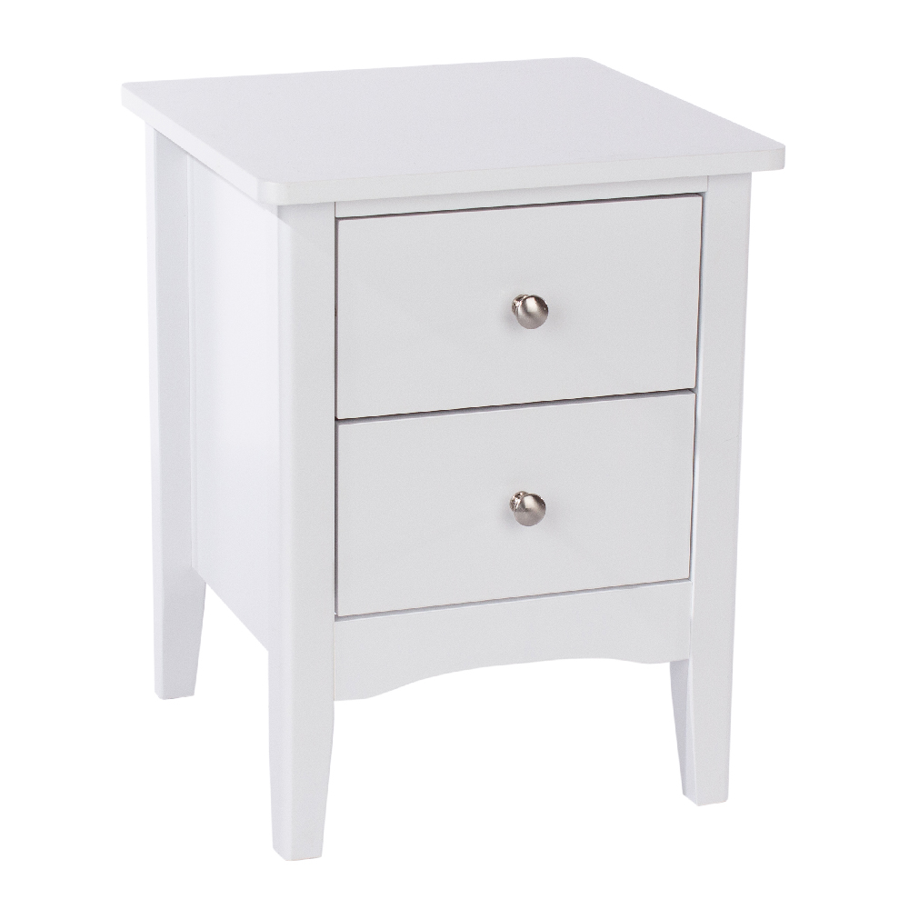 Read more about Kamuy wooden wide bedside cabinet with 2 drawers in white
