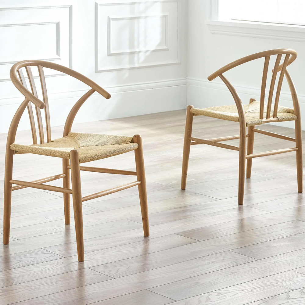 Kanata Oak Wooden Dining Table With 6 Sikeston Rattan Chairs