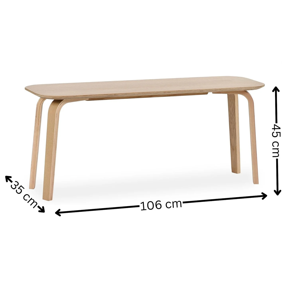 Kanata Oak Wooden Rectangular Dining Table With 2 Bench