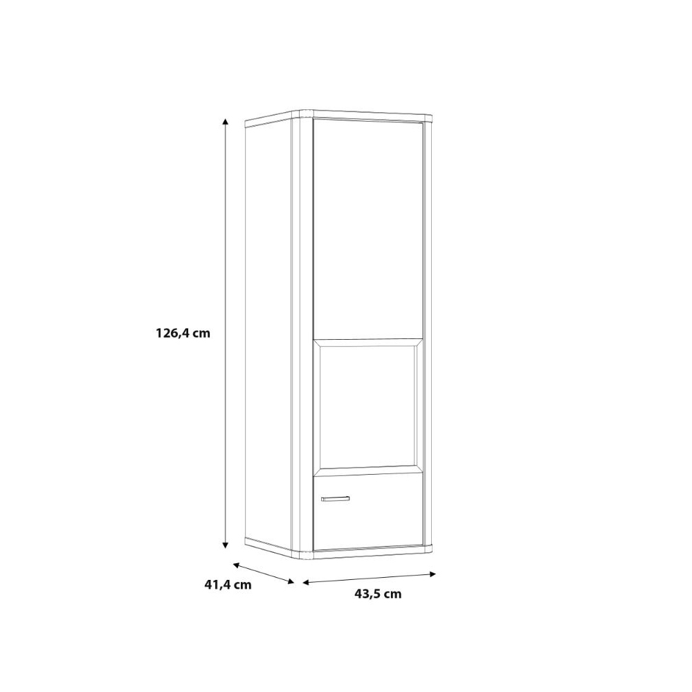 Kanata Wooden Display Cabinet With 1 Door In Grey And Oak