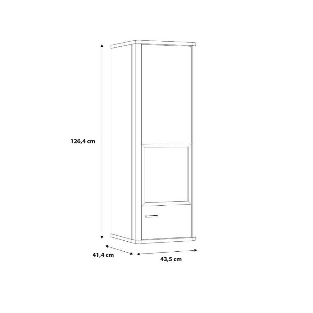 Kanata Wooden Display Cabinet 1 Door In Grey And Oak With LED