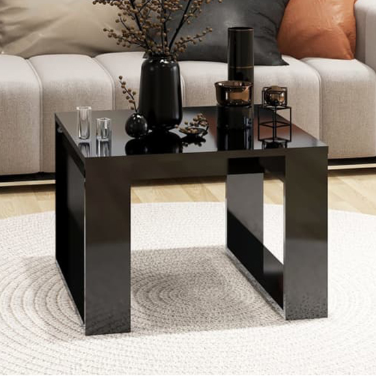 Kancy Square High Gloss Side Table In Black