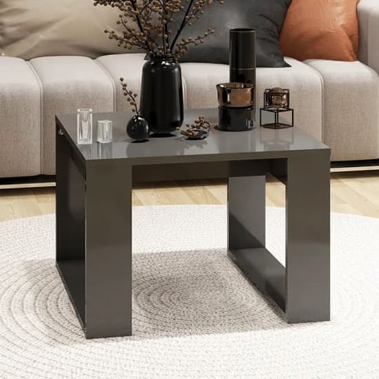 Kancy Square High Gloss Side Table In Grey_1