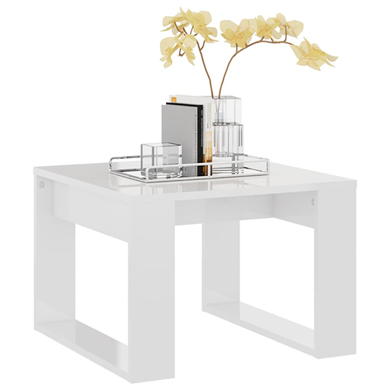 Kancy Square High Gloss Side Table In White_2