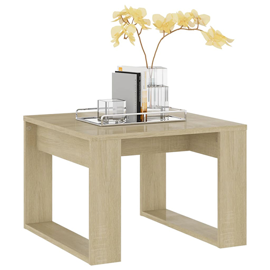 Kancy Square Wooden Side Table In Sonoma Oak