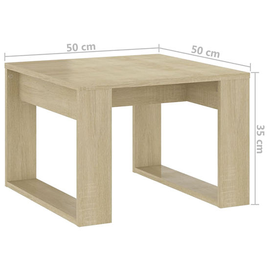 Kancy Square Wooden Side Table In Sonoma Oak