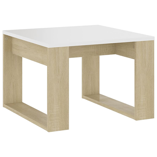 Kancy Square Wooden Side Table In Sonoma Oak And White_3