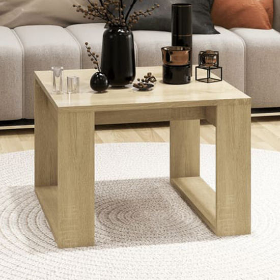 Kancy Square Wooden Side Table In Sonoma Oak Furniture in Fashion