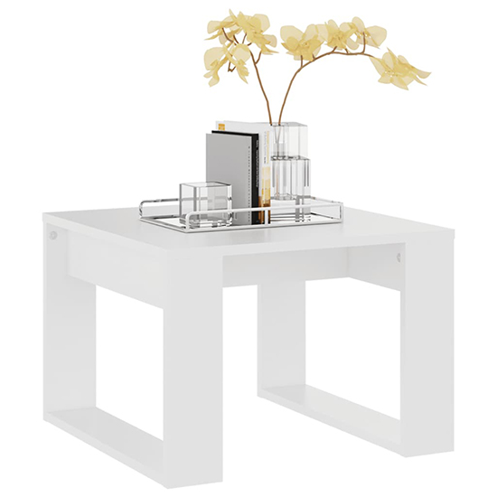 Kancy Square Wooden Side Table In White