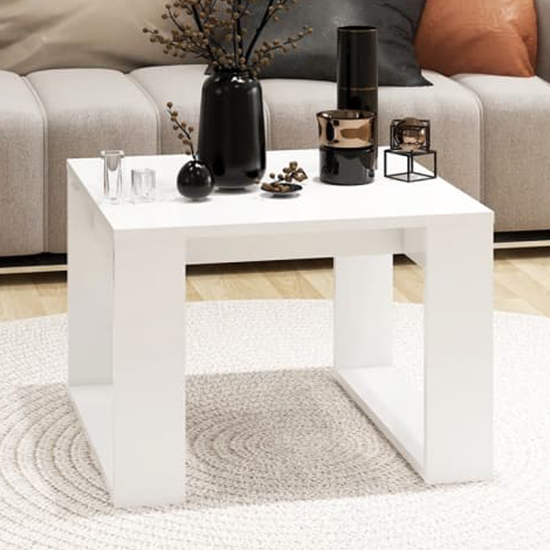 Kancy Square Wooden Side Table In White