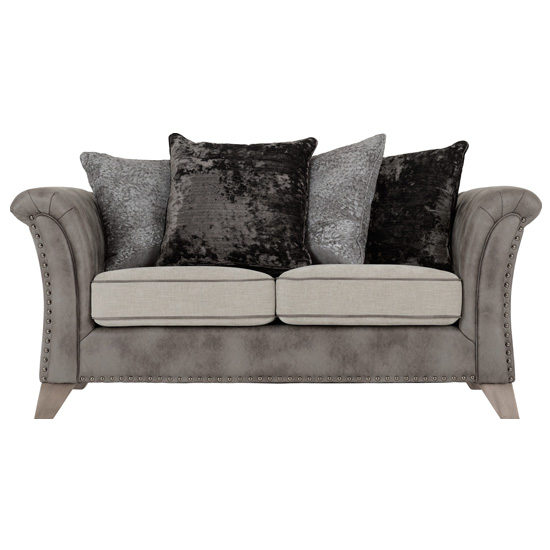 Gabriel Fabric Upholstered 2 Seater Sofa In Silver And Grey_2