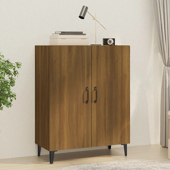 Photo of Kaniel wooden sideboard with 2 doors in brown oak