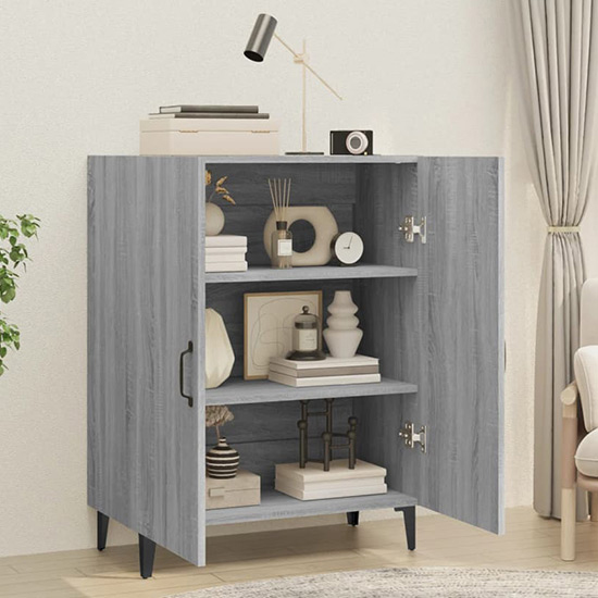 Kaniel Wooden Sideboard With 2 Doors In Grey Sonoma Oak
