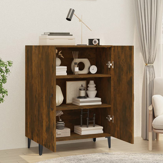 Kaniel Wooden Sideboard With 2 Doors In Smoked Oak