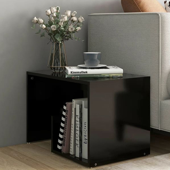 Kanoa Wooden Side Table With Ample Storage In Black