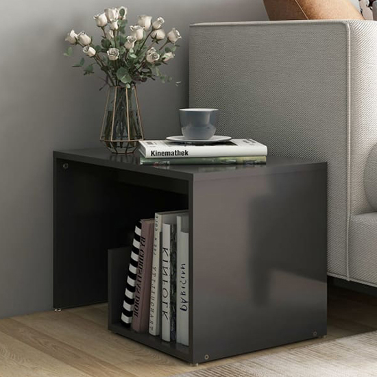 Kanoa Wooden Side Table With Ample Storage In Grey