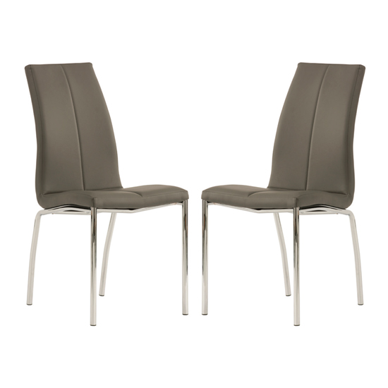 Kecota Grey Faux Leather Dining Chairs In Pair