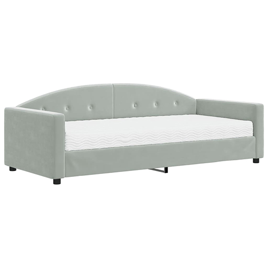 Kansas Velvet Daybed With Mattress In Light Grey