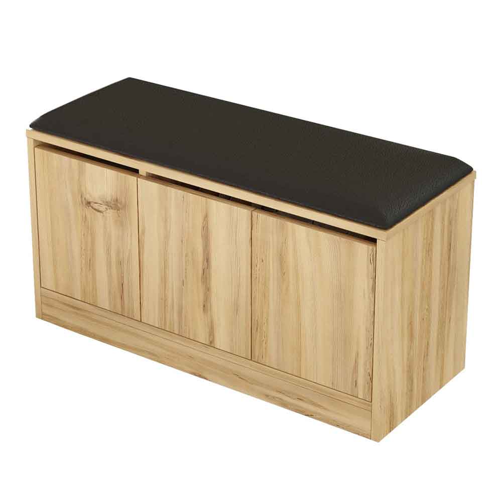 Kanso Wooden Shoe Storage Cabinet with Bench in Oak