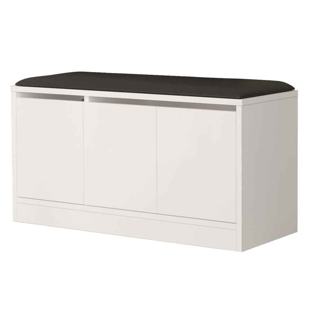 Kanso Wooden Shoe Storage Cabinet with Bench in White