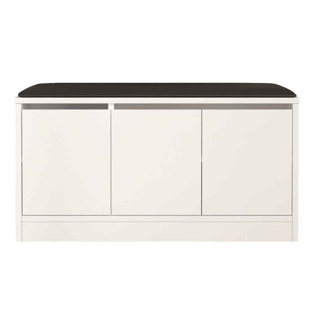 Kanso Wooden Shoe Storage Cabinet with Bench in White