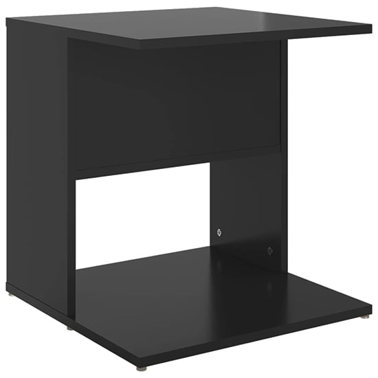 Kaori High Gloss Side Table With Shelves In Black_2