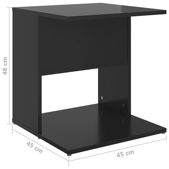 Kaori High Gloss Side Table With Shelves In Black_5