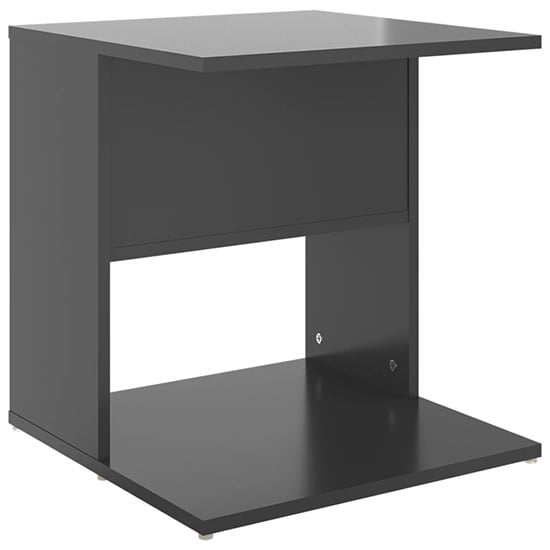Kaori High Gloss Side Table With Shelves In Grey_2