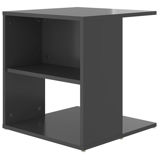 Kaori High Gloss Side Table With Shelves In Grey_4