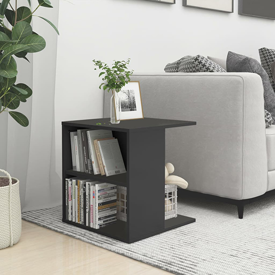 Product photograph of Kaori Wooden Side Table With Shelves In Grey from Furniture in Fashion